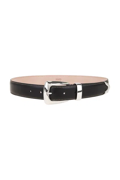 Khaite Benny 30mm Belt In Dark Brown & Off White