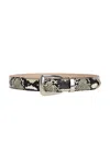 Khaite Benny Belt In Python Embossed In Natural & Antique Silver