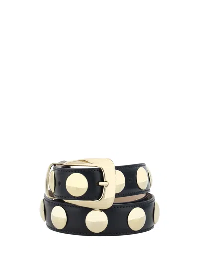 Khaite Benny Studded Leather Belt In Black