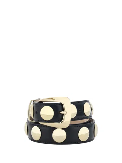 Khaite Benny Studded Leather Belt In Black