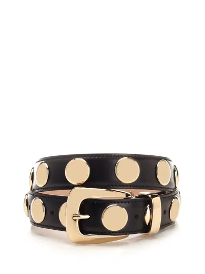 Khaite Benny Studded Patent-leather Belt In Black