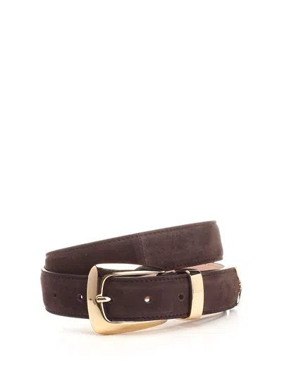Khaite Benny Suede Belt In Brown