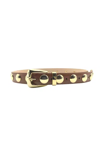 Khaite Benny Belt With Gold Studs In Metallic
