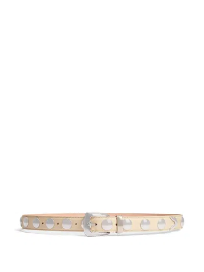 Khaite Benny Studded Leather Belt In Dark Ivory