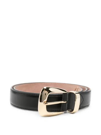 Pre-owned Khaite Benny Leather Belt In Black