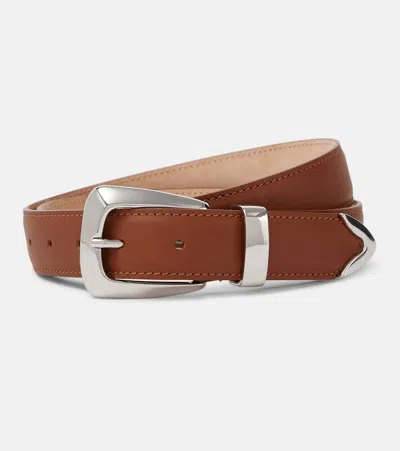 Khaite Benny Leather Belt In Brown