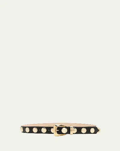 Khaite Benny Leather Studded Belt In Black