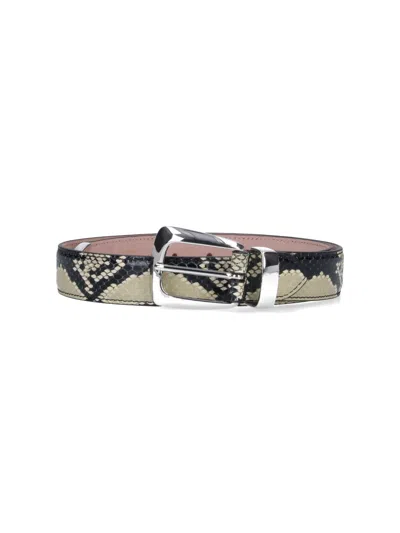 Khaite 'benny' Python Print Belt In Green
