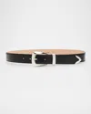 Khaite Benny Silvertone Buckle Leather Belt In Black