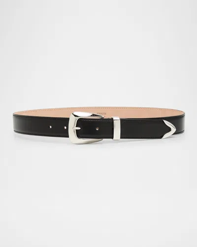 KHAITE BENNY SILVERTONE BUCKLE LEATHER BELT