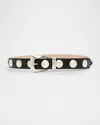 Khaite Benny Belt Whit Silver Stud Bucke In Black