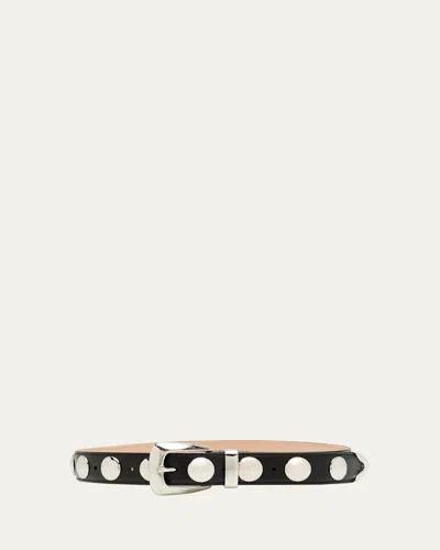 Khaite Benny Studded Suede Belt In Black
