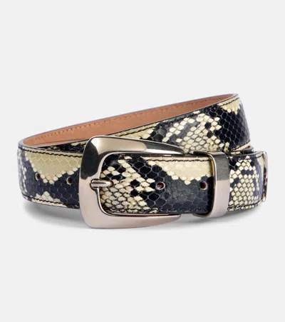 Khaite Benny Snake-effect Leather Belt In Beige