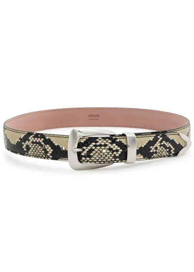 Khaite Benny Snake-effect Leather Belt In Beige