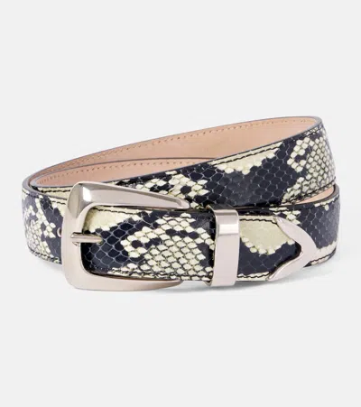 Khaite Benny Snake-effect Leather Belt In Multicoloured