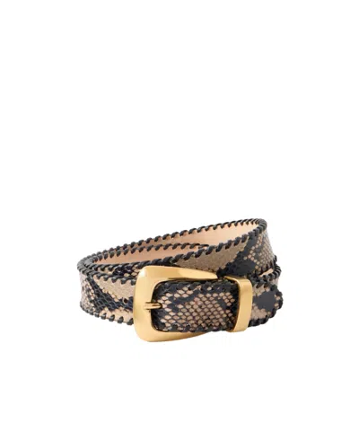 Khaite Benny Snake-effect Leather Belt In Brown