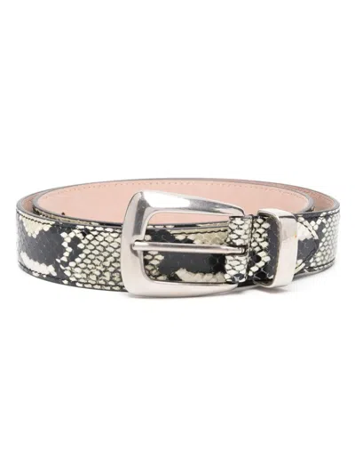Khaite Benny Snakeskin-effect Belt In Neutrals