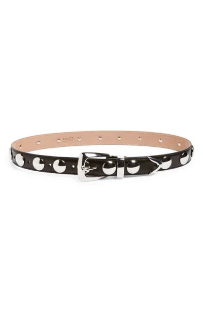 Khaite Benny Stud Patent Leather Belt In Black