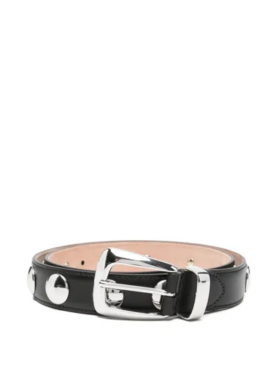 Pre-owned Khaite Benny Studded Belt In Black