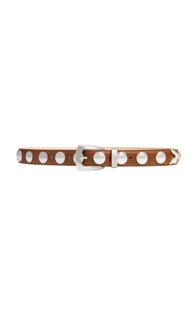 Khaite Benny Studded Leather Belt In Brown
