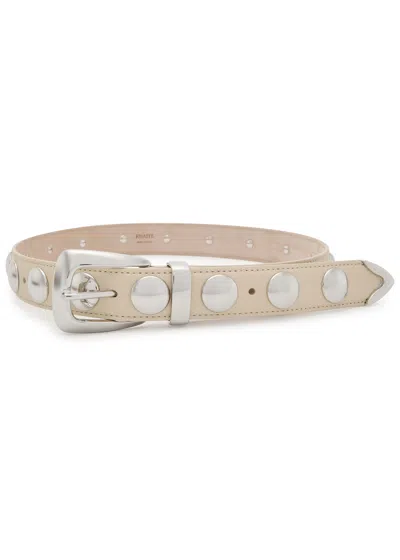 Khaite Benny Studded Leather Belt In Dark Ivory