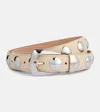 Khaite Benny Studded Leather Belt In White