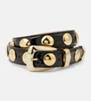 Khaite Benny Skinny Patent Leather Studded Belt In Black