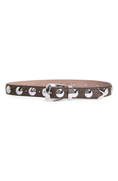 Khaite Benny Studded Suede Belt In Brown