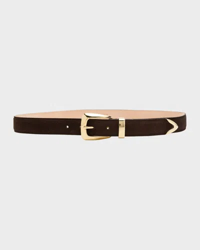 Khaite Benny Suede Belt In Brown