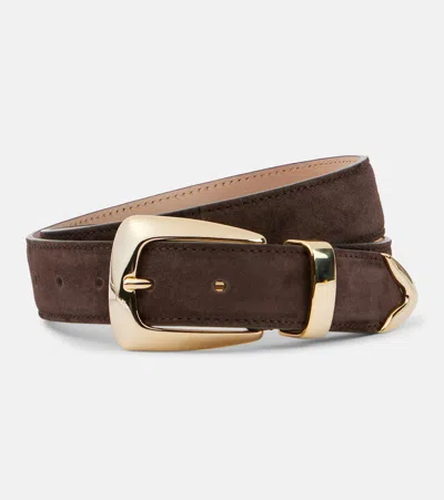 Khaite Benny Suede Belt In Brown