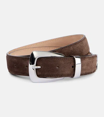 Khaite Benny Suede Belt In Brown