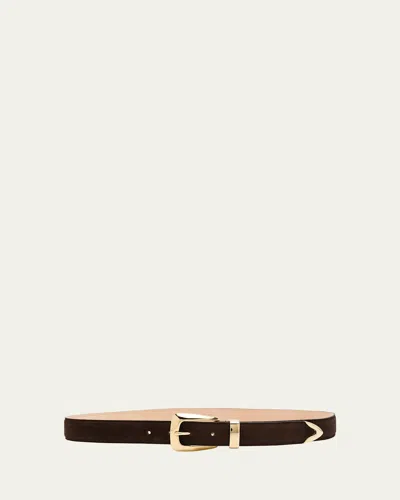 Khaite Benny Suede Belt In Coffee