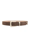 Khaite Benny Suede Belt In Toffee & Antique Silver