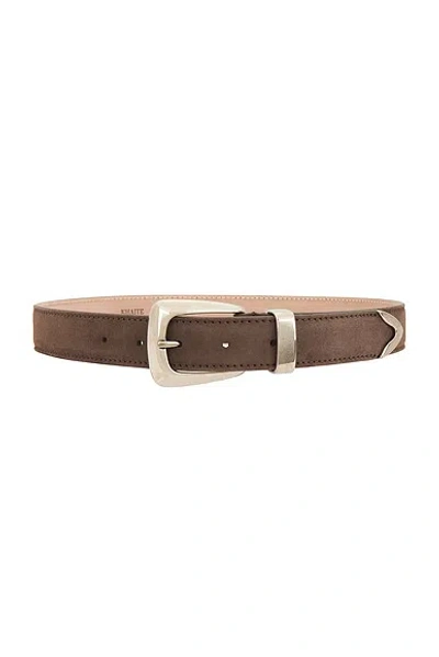 Khaite Benny Suede Belt In Toffee & Antique Silver