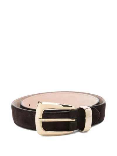 Khaite Benny Suede Buckle-fastening Belt In Transparent