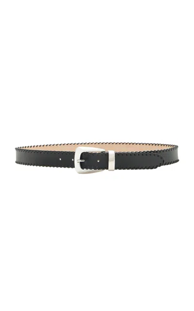 Khaite Benny Whipstitch Leather Belt In Black