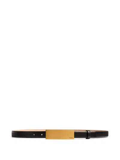 Khaite Berlin Belt In Black Leather With Antique Gold