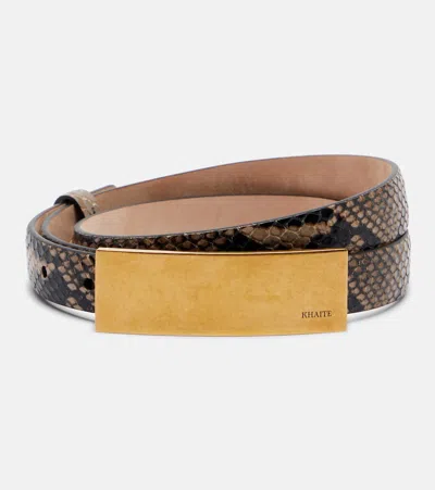 Khaite Berlin Snake-effect Leather Belt In Yellow