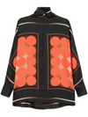 Khaite Argo Oversized Printed Silk-twill Shirt In Orange