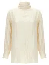 Khaite Crinkled Satin Blouse With Kimono Sleeves In White