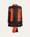 Khaite Argo Oversized Printed Silk-twill Shirt In Orange Multi