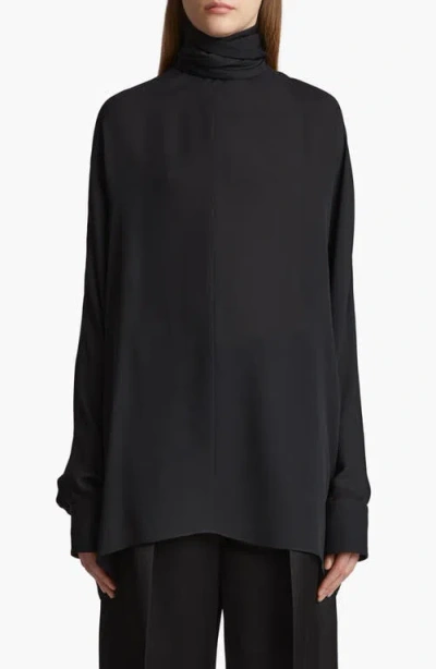 KHAITE KHAITE BEX RUCHED TIE TURTLENECK SILK TOP