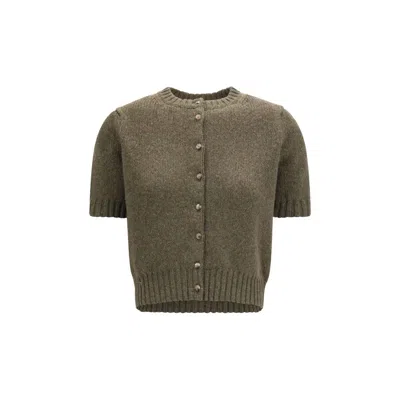 Khaite Bicolor Cashmere Cardigan In Brown