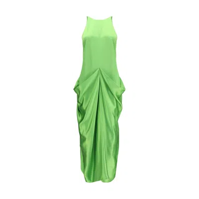 Khaite Womens Absinthe Kent Draped Satin Maxi Dress In Green