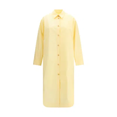 Khaite Bicolor Cotton Casual Dress In Yellow