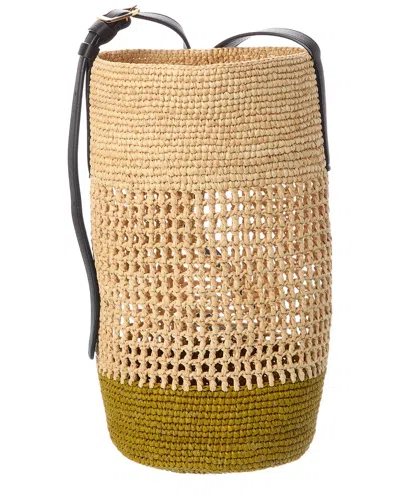 Khaite Billie Small Raffia & Leather Bucket Bag In Neutral