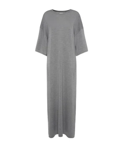 Khaite Bindi Wool Long Dress In Gray