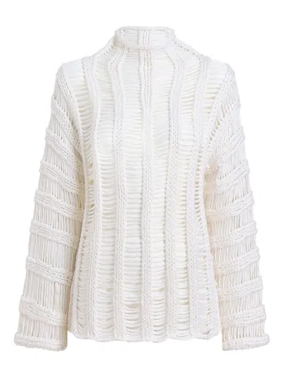 Khaite Birch Stand-collar Sweater In White