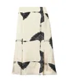 Khaite Levy Crane Print Pleated Cupro Skirt In White