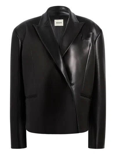 Khaite Lapel Fur Jacket In Black